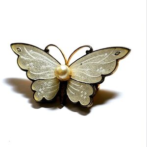 Butterfly Brooch with Pearl Accent